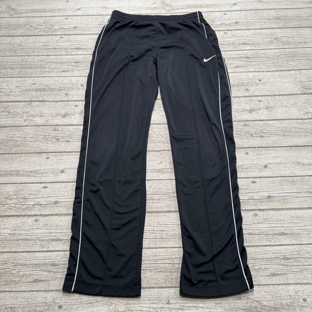 Nike Track Pants Men's Medium Black White Athletic Dept Straight Leg Windbreaker